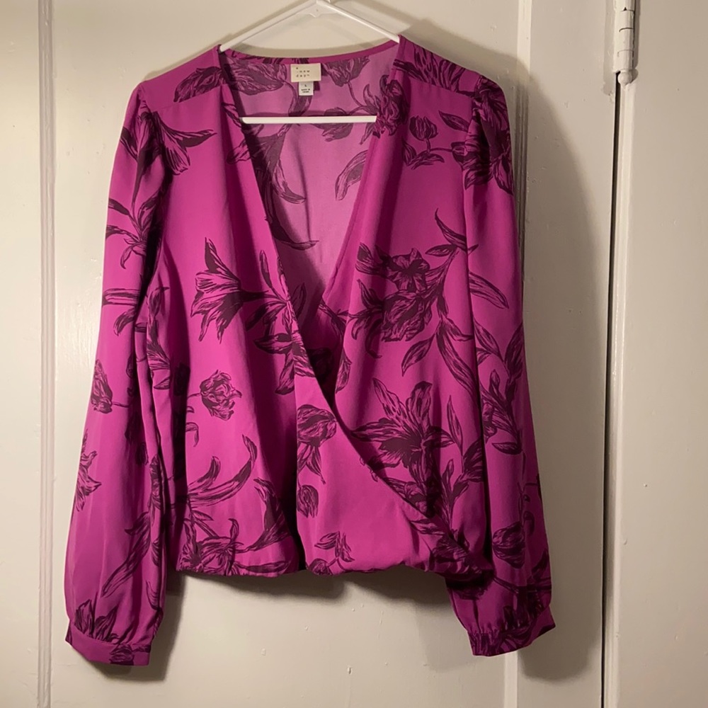 Purple wrap blouse